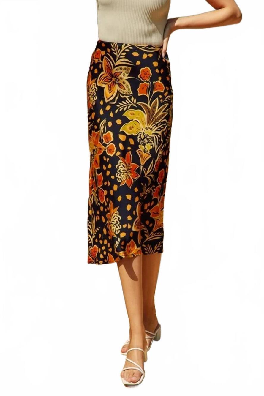 NEW DRESS FORUM floral silk skirt in black